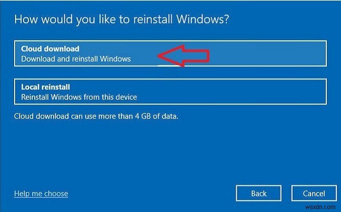 Windows 10 클라우드 다운로드로 공장 초기화하는 방법