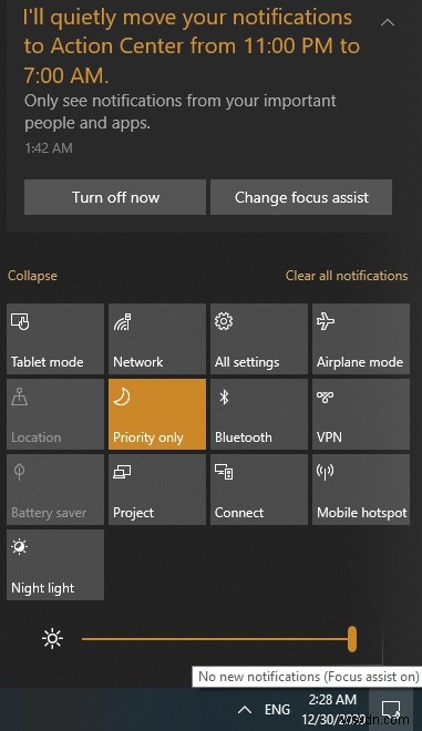Windows 10 포커스 지원(Focus Assist)으로 알림 제어하는 방법