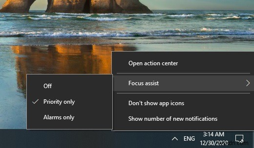 Windows 10 포커스 지원(Focus Assist)으로 알림 제어하는 방법