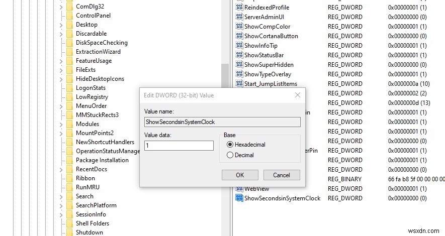 Windows 10 작업 표시줄 시계에 초 단위 표시하는 방법