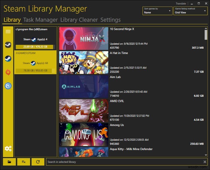 Steam Library Manager로 스팀 게임을 다른 드라이브로 빠르게 이동하는 방법