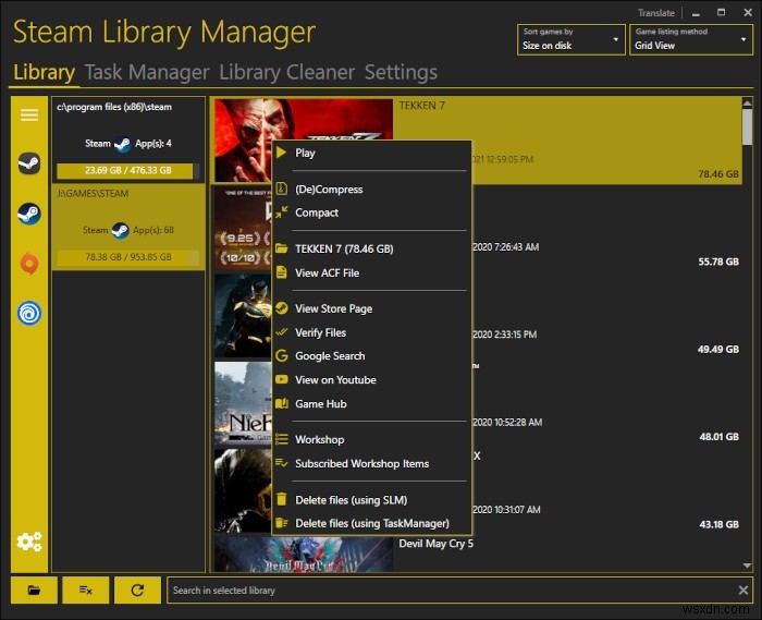 Steam Library Manager로 스팀 게임을 다른 드라이브로 빠르게 이동하는 방법