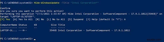 Windows 10에서 PowerShell로 원치 않는 업데이트 숨기는 방법