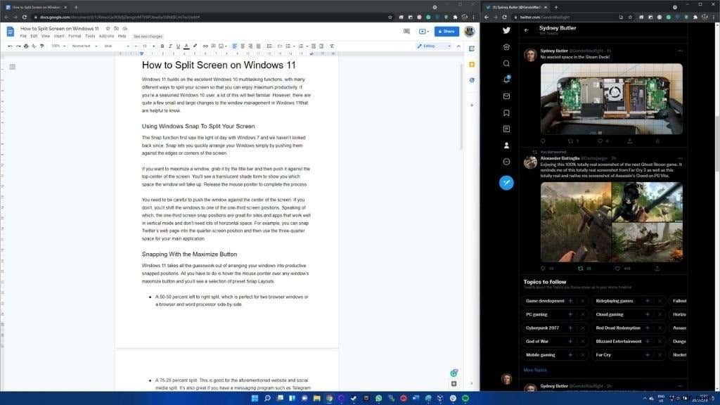 Windows 11에서 화면 분할하는 방법 완벽 정리