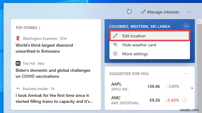 Windows 10 작업 표시줄에서 뉴스 및 관심 항목(뉴스·날씨) 위젯 제거하는 방법