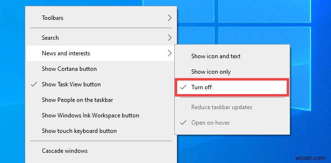 Windows 10 작업 표시줄에서 뉴스 및 관심 항목(뉴스·날씨) 위젯 제거하는 방법