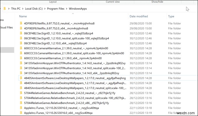 Windows 10에서 숨겨진 WindowsApps 폴더에 접근하는 방법