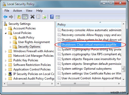 Windows 7 종료 시 가상 메모리 페이지 파일 자동 삭제 설정 방법