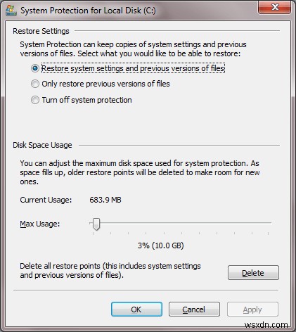 Windows 7에서 시스템 복원(시스템 보호) 활성화하는 방법