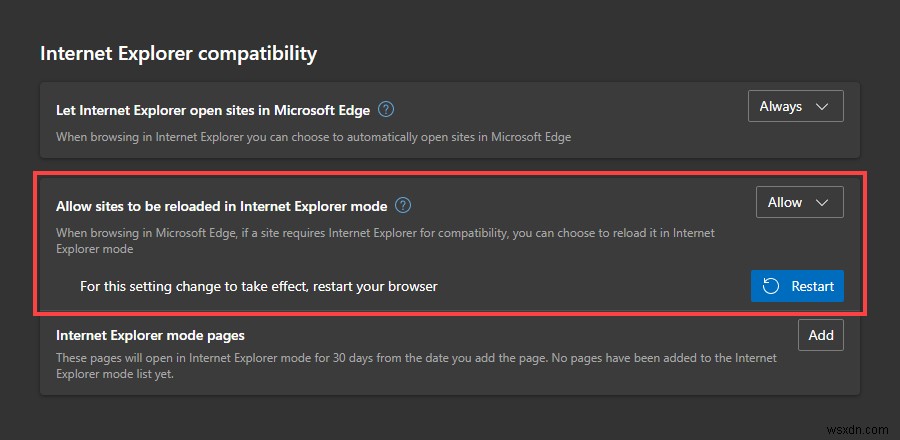 Windows 10/11 엣지(Edge)에서 인터넷 익스플로러(IE) 모드 활성화하는 방법