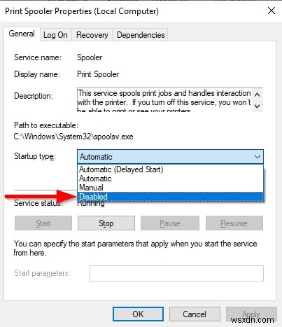 Windows 10에서 인쇄 스풀러(Print Spooler) 서비스를 비활성화하는 방법