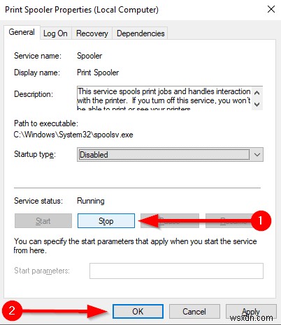 Windows 10에서 인쇄 스풀러(Print Spooler) 서비스를 비활성화하는 방법