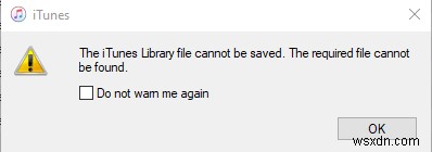 Windows 10에서  iTunes 라이브러리 파일을 저장할 수 없음  오류 해결하는 방법