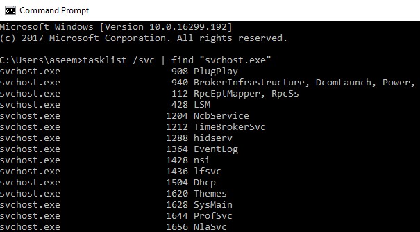 Windows에서 svchost.exe 프로세스가 실행 중인 서비스 확인하는 방법