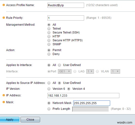 Cisco 스위치에서 IP 주소로 관리 접근을 제한하는 방법 (Access Profile 설정 가이드)