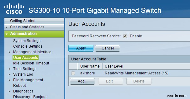 Cisco SG300 스위치에서 SSH 공개 키 인증 활성화하는 방법