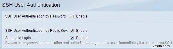 Cisco SG300 스위치에서 SSH 공개 키 인증 활성화하는 방법