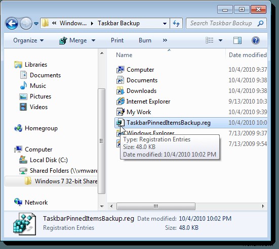 Windows 7/8/10 작업 표시줄 고정 항목 백업 및 복원 완벽 가이드