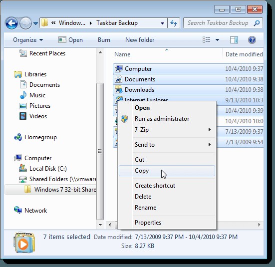 Windows 7/8/10 작업 표시줄 고정 항목 백업 및 복원 완벽 가이드