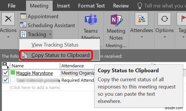 Outlook 회의 추적 기능으로 회의 수락자 확인하는 방법