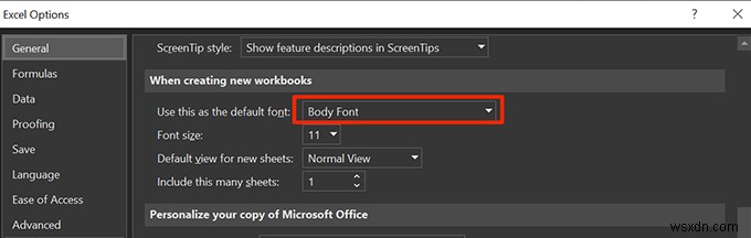 Office 앱에서 기본 글꼴을 변경하는 방법 (Word·Excel·PowerPoint·Outlook)