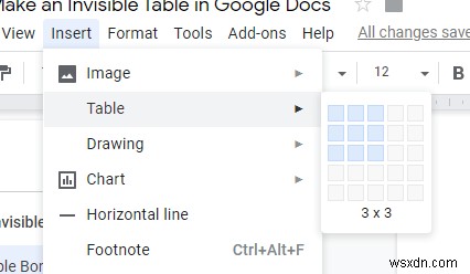 Google 문서도구에서 표 테두리 제거하는 방법