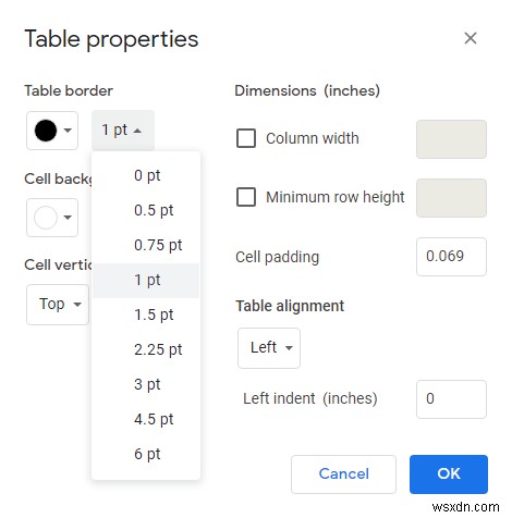 Google 문서도구에서 표 테두리 제거하는 방법