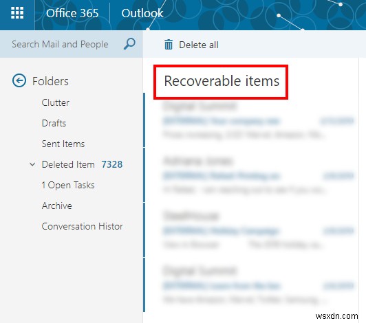 Office 365에서 삭제된 이메일 복구하는 방법 총정리