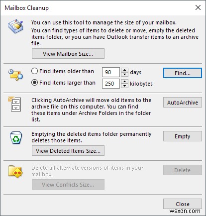 Outlook 메모리 사용량 줄이고 속도 높이는 9가지 방법