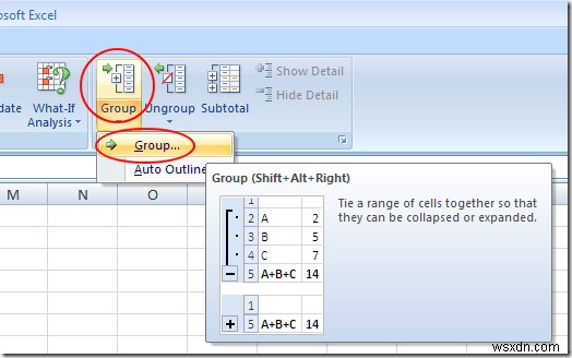 Excel 워크시트에서 행 및 열 그룹화하는 방법