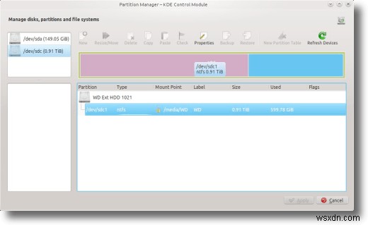 KDE 파티션 관리자로 하드디스크 파티션 편집하는 방법