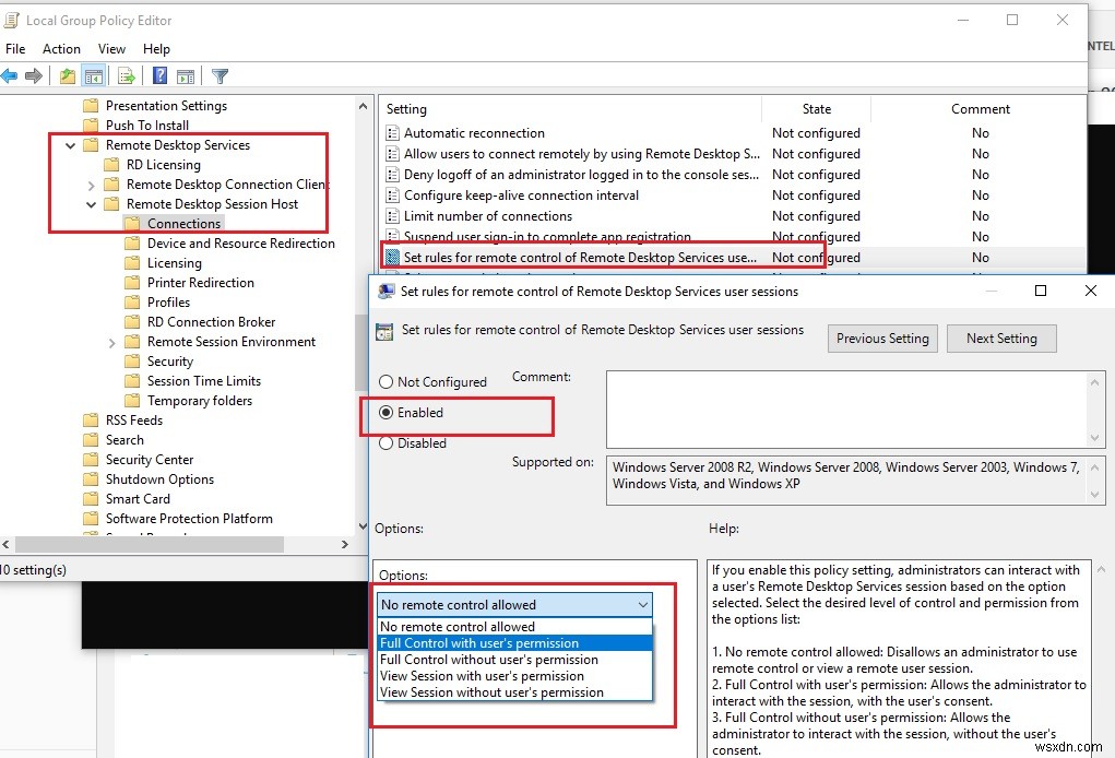 Windows Server 2016/2019 RDS에서 사용자 RDP 세션 섀도잉(원격 제어)하는 방법 완벽 가이드