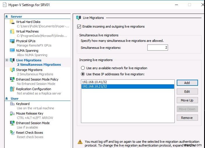 장애 조치 클러스터링 없이 Hyper-V 라이브 마이그레이션 구성하는 방법
