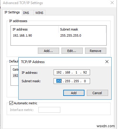 Windows에서 단일 네트워크 어댑터(NIC)에 여러 IP 주소(별칭) 할당하는 방법