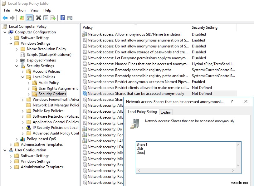 Windows 10/Server 2016에서 암호 없이 익명으로 파일·프린터 공유 접근 설정하기