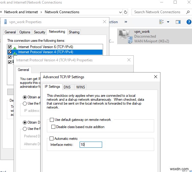 Windows 10에서 VPN 연결 시 DNS 확인이 되지 않는 문제 해결 방법