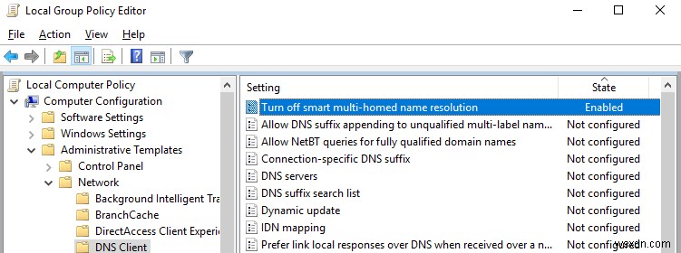 Windows 10에서 VPN 연결 시 DNS 확인이 되지 않는 문제 해결 방법