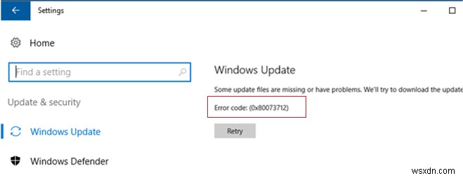 Windows Server 2016/Windows 10에서 Windows 업데이트 및 DISM 오류 0x80073712 해결하는 방법