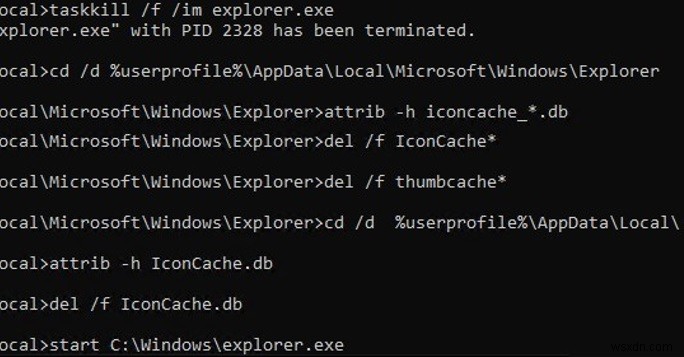 Windows 10 손상된 아이콘 캐시 재구축(재설정)하는 방법