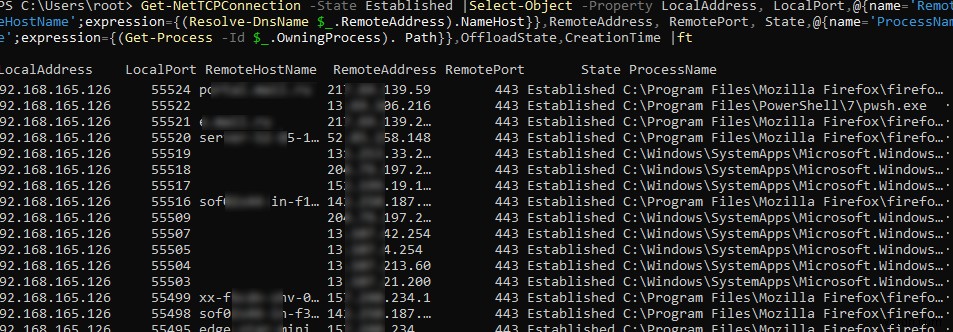 PowerShell Get-NetTCPConnection으로 Windows 활성 TCP/IP 연결과 열린 포트 확인하기