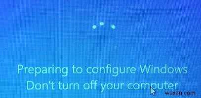 Windows 업데이트 후 Windows 구성 준비 중 화면에서 멈출 때 해결 방법