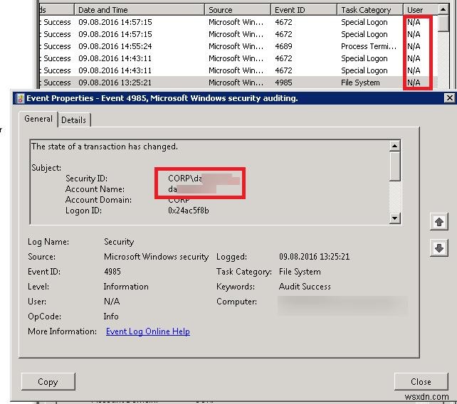 Windows Server 2008 이상에서 사용자 이름으로 이벤트 로그를 필터링하는 방법