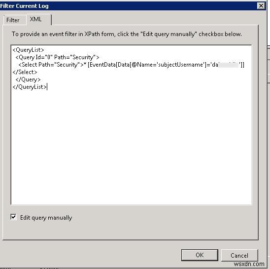 Windows Server 2008 이상에서 사용자 이름으로 이벤트 로그를 필터링하는 방법
