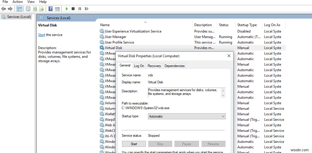 Windows Server 디스크 관리  가상 디스크 서비스에 연결할 수 없음  오류 해결 방법