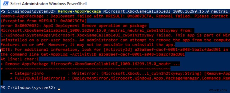 Windows 10 오류 0x80073CFA 해결 방법: Remove-AppxPackage로 기본 앱 제거하기