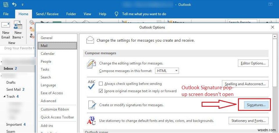 Outlook 2013/2016에서  서명  버튼이 작동하지 않을 때 해결 방법