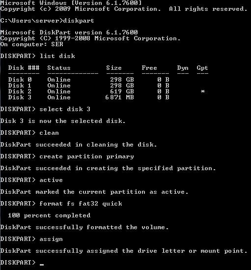 Windows 8/Server 2012 UEFI 설치용 부팅 USB 만드는 방법 (diskpart 완전 정리)