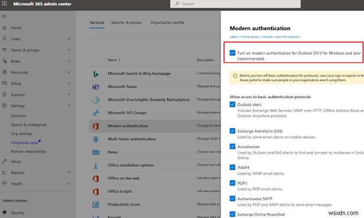 Microsoft 365 최신 인증(Modern Authentication) 활성화 및 기본 인증 차단 완벽 가이드