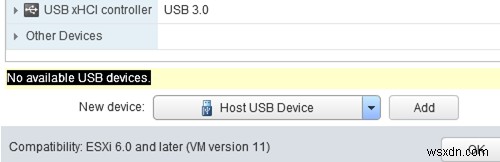 VMware ESXi에서 가상 머신으로 USB 장치 패스스루 구성하는 방법