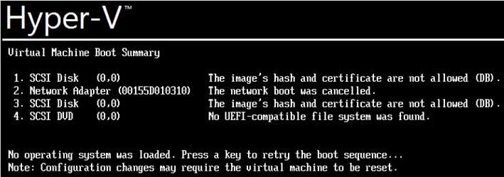 Hyper-V 부팅 오류 해결 가이드:  이미지의 해시 및 인증서가 허용되지 않습니다  (DB) 오류
